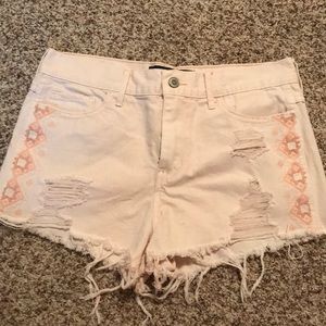 Distressed jean shorts